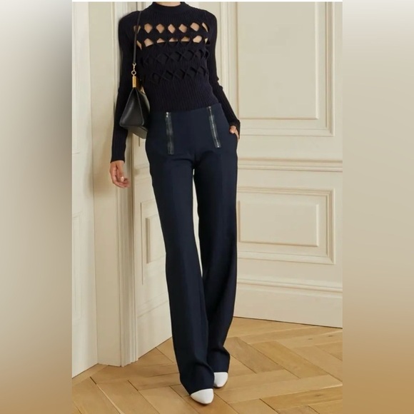 JASON WU Zip-Embellished Twill Straight-Leg Pants - Size 8 - Tall‎ Friendly - Picture 1 of 16